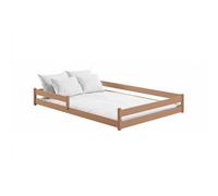 Arte Fini Wooden Floor Hugging Bed Eu Double 140X200Cm Cinnamon Solid Pine Low Bed Frame With Rails
