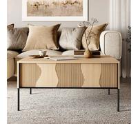 Arte Flow 6 Coffee Table 100Cm - Oak Vincenza & Black Modern Table With Drawer Storage