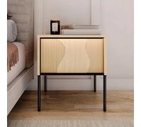 Arte Flow 7 Cabinet 46Cm - Oak Vincenza & Black Compact Side Cabinet With Led Lighting