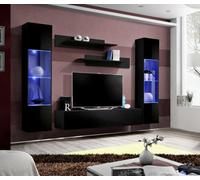 Arte Fly A3 Black Entertainment Wall Set 260Cm - Sleek Led-Lit System For Contemporary Media Displays