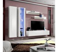 Arte Fly A4 White Entertainment Unit 260Cm - Bright Modular Media Wall With Ambient Led Lighting