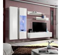 Arte Fly A5 White Gloss Entertainment Unit 260Cm - Luxe Wall System For Tvs Up To 65"