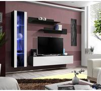 Arte Fly Entertainment Unit For Tvs Up To 60" - Transform Your Space With White Gloss Front & Black Matt Carcass W2100mm H1700mm D400mm