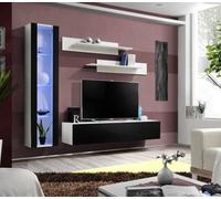 Arte Fly G2 Entertainment Unit For Tvs Up To 60" - Enhance Your Home With Black Gloss Front & White Matt Carcass W2100mm H1700mm D400mm