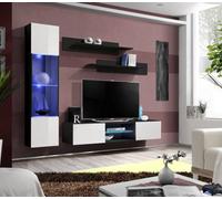 Arte Fly R3 Entertainment Unit Black Matt Carcass And White Gloss Fronts - Moody Media Wall For 60" Screens