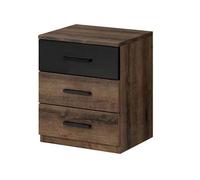 Arte Galaxy Bedside Table In Oak Monastery & Black Gloss - W470mm H560mm D420mm, Rustic And Modern