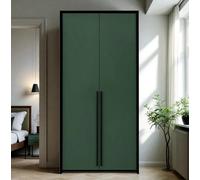 Arte Genua 2-Door Wardrobe In Green Matt With Black Accents - Statement Style, Smart Storage