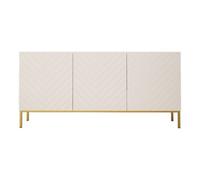 Arte Ginax Sideboard Cabinet In White Gloss & White Matt - Premium Laminated Board - W160Cm X H76Cm X D37Cm