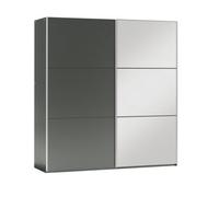 Arte Graphite Matt Sliding Door Wardrobe 225Cm With Mirror - Bold Style, Smart Function
