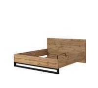 Arte Halle Eu Super King Bed Frame - Oak Wotan & Black Contemporary Bedroom Centrepiece