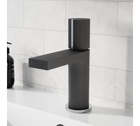 Arte Handleless Futuristic Matt Black Basin Mixer Tap Deck Mounted Brass Core