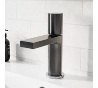 Arte Handleless Futuristic Matt Grey Basin Mixer Tap Deck Mounted Brass Core