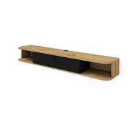Arte Icarus Floating Tv Cabinet 156Cm Oak Artisan - Warm Wooden Wall-Mounted Media Unit With Pull-Down Door And Open Compartments