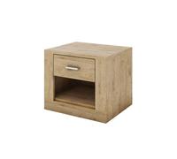 Arte Idea Contemporary Bedside Table 1 Drawer 1 Open Storage Compartment Oak Shetland Effect (H)410mm (W)500mm (D)420mm