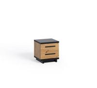 Arte Ines 08 Chic Bedside Table - Oak Artisan With Dual Drawers - W450mm X H460mm X D400mm