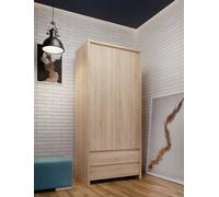 Arte Kaspian Sonoma Haven 90Cm Double Wardrobe - Slim Bedroom Cupboard