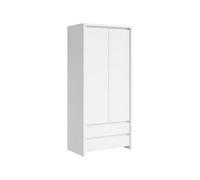 Arte Kaspian White Matt 90Cm Double Wardrobe - Pure Minimalist Bedroom Essential