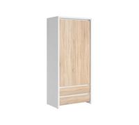 Arte Kaspian White-Oak Fusion 90Cm Double Wardrobe - Scandi Slimline Cupboard