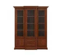 Arte Kent Chestnut 168Cm Tall Display Cabinet - 5-Door Glass Showcase With 2 Drawers
