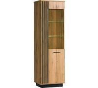 Arte Lamelo La2 Tall Display Cabinet - Elegant Showpiece In Oak Wotan & Black Matt, H1940mm W600mm D400mm