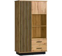 Arte Lamelo La4 Display Cabinet - Sophisticated Storage In Oak Wotan & Black Matt, H1600mm W900mm D400mm