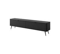 Arte Lante Modern Black Tv Cabinet 2000mm H510mm D380mm With Two Pull-Down Doors And Two Closed Compartments