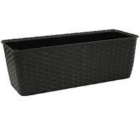 Arte Large 40cm Brown Rattan Plastic Planters & Water Reserve Window Box Plant Pot