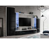 Arte Leave Entertainment Unit: Sl lack Gloss & White Matt Tv Stand With Led - W2000mm X H1900mm X D500mm