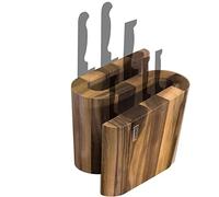 Arte Legno 84WL Magnetic Block and Elegant Kitchen Display-Curved “S” Design-Stain Resistant Walnut Handcrafted in Italy-10 Knife Capaci, Wood