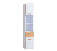 Arte Lorento L3 Tall Cabinet - Sleek And Functional, White Matt & Oak Nash, H1880mm W350mm D400mm