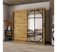 Arte Lugo 200Cm Oak Artisan Mirrored Sliding Wardrobe For Calm Bedrooms