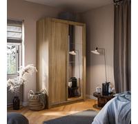 Arte Lux V Compact Oak Shetland Sliding Door Wardrobe (H2150mm W1200mm D600mm) With Customisable Interior - Ideal For Small Spaces