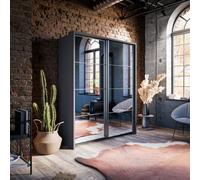 Arte Lux Xvii - Modern Grey Mirrored Sliding Door Wardrobe (H2180mm W21800mm D570mm) With Multiple Hanging Rails