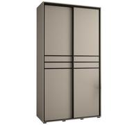 Arte Luxurious Cashmere & Black Sliding Door Wardrobe W140Cm H235Cm D60Cm For Sophisticated Storage