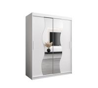 Arte Madrid Contemporary 2 Mirrored Sliding Door Wardrobe 5 Shelves 2 Rails White Matt (H)2000mm (W)1500mm (D)620mm