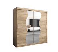 Arte Madrid Contemporary 2 Mirrored Sliding Door Wardrobe 9 Shelves 2 Rails Oak Sonoma Effect (H)2000mm (W)2000mm (D)620mm