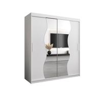 Arte Madrid Contemporary 2 Mirrored Sliding Door Wardrobe 9 Shelves 2 Rails White Matt (H)2000mm (W)1800mm (D)620mm
