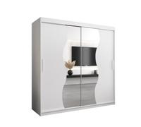 Arte Madrid Contemporary 2 Mirrored Sliding Door Wardrobe 9 Shelves 2 Rails White Matt (H)2000mm (W)2000mm (D)620mm