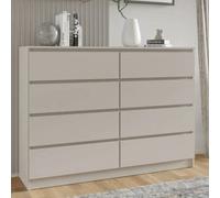 Arte Maja 140Cm Chest Of Drawers - Cashmere, Tall Eight-Drawer Storage With Soft Modern Warmth