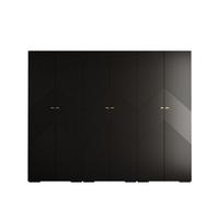 Arte Manhattan Ii Modern Spacious Hinged Door Wardrobe W3000mm H2370mm D470mm - Sl lack, 6 Doors, 30 Shelves