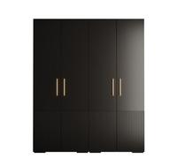 Arte Manhattan Iii Modern Spacious Hinged Door Wardrobe W2000mm H2370mm D470mm - Chic Black, 4 Doors, 20 Shelves
