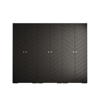 Arte Manhattan Iv Modern Black Spacious Hinged Door Wardrobe W3000mm H2370mm D470mm - 6 Doors, 30 Shelves