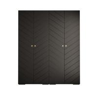 Arte Manhattan Iv Modern Spacious Black Hinged Door Wardrobe W2000mm H2370mm D470mm - 4 Doors, 20 Shelves