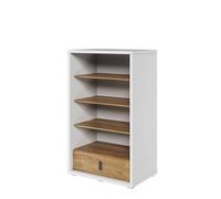 Arte Massi Kid-Friendly Bookcase In Natural Hickory & Alpine White - 1410mm X 850mm X 410mm With Drawer & Shelves