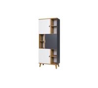Arte Memone Creative Display Cabinet - Golden Oak With Graphite & White Matt - W800mm X H2000mm X D400mm