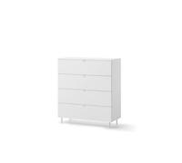 Arte Mila 4 White Chest W90Cm X H103Cm X D41Cm - 4-Drawer Unit With Ball-Bearing Runners & Metal Legs