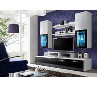 Arte Mini Entertainment Unit For Tvs Up To 42" - Modern Black Gloss Front & White Matt Carcass - W2000mm X H1900mm X D450mm