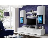 Arte Mini Entertainment Unit For Tvs Up To 42" - Sleek White Gloss Front & White Matt Carcass - W2000mm X H1900mm X D450mm
