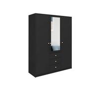 Arte Modern Black Matt Siena D3 Wardrobe 149Cm - Sleek Mirror & Stylish Storage