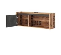 Arte Modern Fargo Hanging Cabinet With Open Compartment And Hinged Door In Raw Steel & Canyon Alpine Spruce W1100mm X H400mm X D280mm